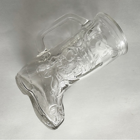 VTG clear glass cowboy boot mug tumbler cup vase western design handle 12 oz - Picture 7 of 10